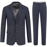 Gents - pak / kostuum ruit stretch - Polyblend - Blauw - Maat 52/52
