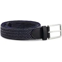 Gents - Riem heren - Riem - Gevlochten - Elastiek Leder - Blauw-Wit - Maat 110/110