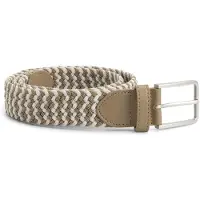 Gents - Riem heren - Riem - Gevlochten - Elastiek Leder - Beige/Wit - Maat 110/110