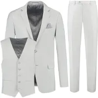 Gents - pak / kostuum 3-D structuur lichtgrijs - Polyblend - Lichtgrijs - Maat 106/106