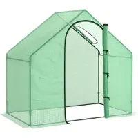 Outsunny - Foliekas - met Raam - Rolldeur - PE - Groen