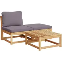vidaXL 3-delige Loungeset met kussens massief acaciahout
