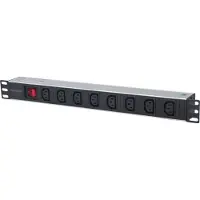 Intellinet 163620, 1U, zwart, zilver, 8 AC-aansluitingen, C13-verlenger, 2 meter, 110 - 250 V