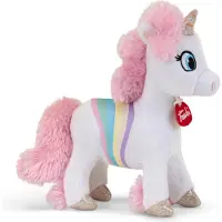 Trudi - Trudino Knuffel Witte Eenhoorn 19 cm - Handgemaakt in Italië - Pluche knuffel - Knuffeldier voor jongens en meisjes - Wit/Roze - 18x19x6 cm maat XS