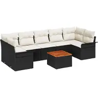 vidaXL Tuinbank Set 8 st 7-Aantal zitplaatsen Zwart en Crème
