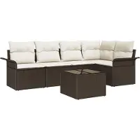 vidaXL Tuinbank Set met opslag 6 pcs Bruin poly rattan