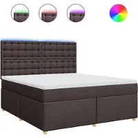 vidaXL Boxspring met matras stof donkerbruin 180x200 cm