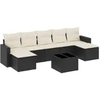 vidaXL 8-delige Loungeset met kussens poly rattan zwart