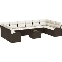 vidaXL Tuinbank Set 11 st Bruin en Crème poly rattan
