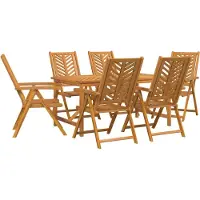 vidaXL Tuin Eettafel Set 7 st Bruin Massief Acacia Hout