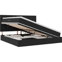 vidaXL LED opbergbed met matras Zwart 200 x 200 cm Fluweel