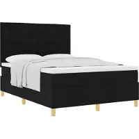 vidaXL Boxspring bed met matras met hoofdeinde Zwart 140 x 190 cm Stof