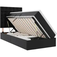 vidaXL Opbergbed met hoofdeinde met opslag Zwart 90 x 200 cm Kunstleer