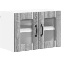vidaXL Wandkast met glazen deuren, model LUCCA, grijze Sonoma afwerking, 60 x 31 x 40 cm