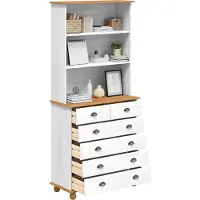 vidaXL Hutch met lade ASKIM Wit 91 x 40 x 200,5 cm Massief grenenhout