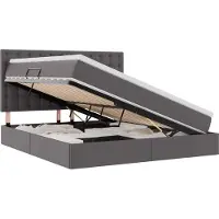 vidaXL Opbergbed met LED met hoofdeinde Grijs 160 x 200 cm Kunstleer