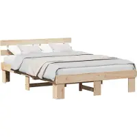 vidaXL Bedframe met hoofdeinde, naturel, 150 x 200 cm, massief grenenhout