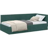 vidaXL Hoek Bed Frame Donkergroen 100 cm x 200 cm Fluweel