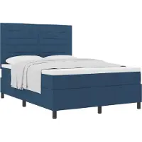 vidaXL Boxspring bed met matras met hoofdeinde Blauw 140 x 200 cm Stof