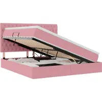 vidaXL LED opbergbed met matras Roze 160 x 200 cm Fluweel