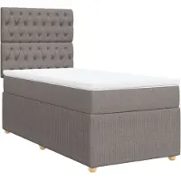 vidaXL Boxspring met matras stof taupe 100x200 cm