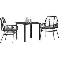 vidaXL Tuin Eettafel Set 3 st Zwart poly rattan
