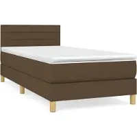 vidaXL Boxspring met matras stof donkerbruin 90x200 cm