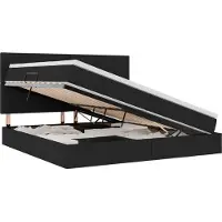 vidaXL LED opbergbed met matras Zwart 200 x 200 cm Stof
