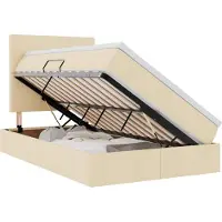 vidaXL Opslag bed met matras met hoofdeinde Crème 120 x 200 cm Stof