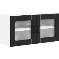 vidaXL Wandglas Kasten LUCCA Zwart 80 x 31 x 40 cm Bewerkt hout