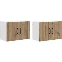 vidaXL Wandkast LUCCA 2 pcs Artisanaal eiken Bewerkt hout