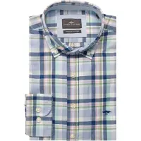 Fynch&Hatton Overhemd navy / lichtblauw / grasgroen