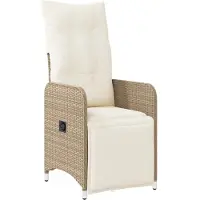 vidaXL Tuinstoel verstelbaar met kussens poly rattan beige