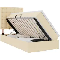 vidaXL LED-bed met opbergruimte en matras, crème, 100 x 200 cm, stof
