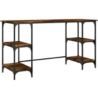 vidaXL Bureau 140x50x75 cm metaal en bewerkt hout gerookt eikenkleurig