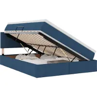 vidaXL Opbergbed met matras met hoofdeinde Blauw 140 x 200 cm fluweel
