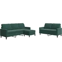 vidaXL 3-delige Loungeset met kussens fluweel donkergroen