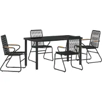 vidaXL Tuin Eettafel Set 5 st Zwart Gepoedercoat staal