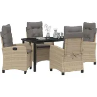 vidaXL Tuin Eettafel Set 5 st Beige poly rattan