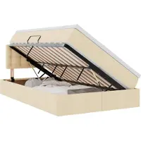 vidaXL LED opbergbed met matras Crème 120 x 200 cm Stof