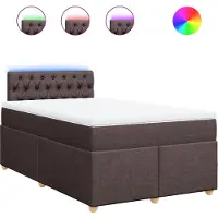 vidaXL Boxspring met matras stof donkerbruin 120x200 cm