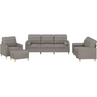 vidaXL 4-delige Loungeset met kussens stof taupe