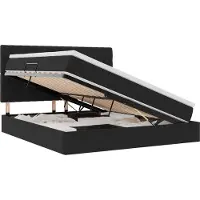 vidaXL Opslag bed met matras met hoofdeinde Zwart 180 x 200 cm Fluweel