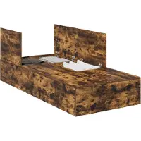 vidaXL Opbergbedframe met opslag Rook Eiken 90 x 200 cm Bewerkt hout