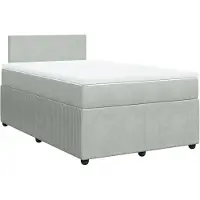 vidaXL Boxspring met matras fluweel lichtgrijs 120x190 cm