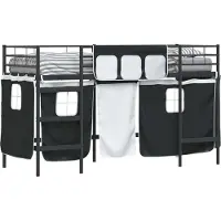 vidaXL Bunkbed voor kinderen met gordijnen Effen Zwart 90 x 190 cm