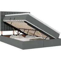 vidaXL LED-bed met opbergruimte en matras, donkergrijs, 140 x 200 cm, met stoffen bekleding