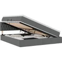 vidaXL LED opbergbed met matras Donkergrijs 180 x 200 cm Stof