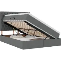vidaXL LED opbergbed met matras Donkergrijs 140 x 190 cm Stof