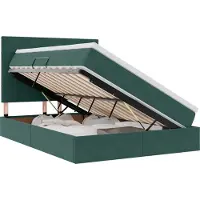 vidaXL LED opbergbed met matras Donkergroen 140 x 200 cm Fluweel